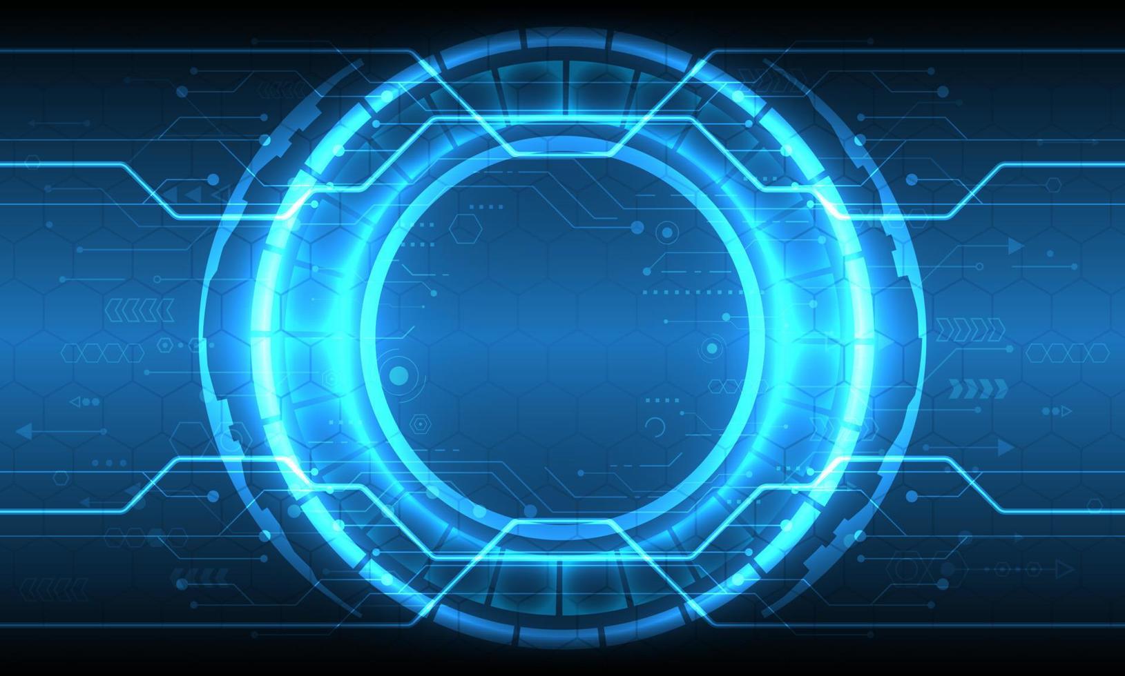 3D effect neon light. Futuristic Sci-Fi glowing HUD circle element. Abstract hi-tech background. Hologram particle of head-up display interface. Virtual reality technology of computer engineer data vector