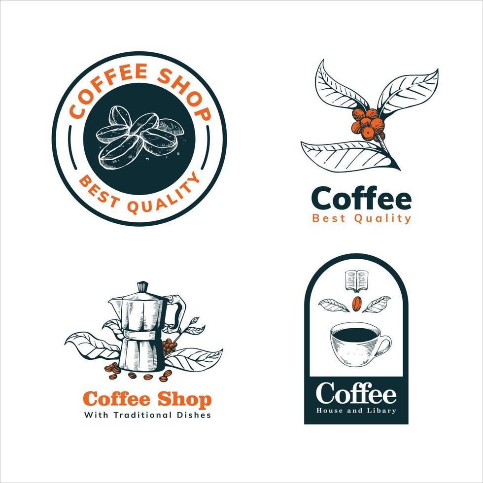 diseño de logotipo dibujado a mano de café vector