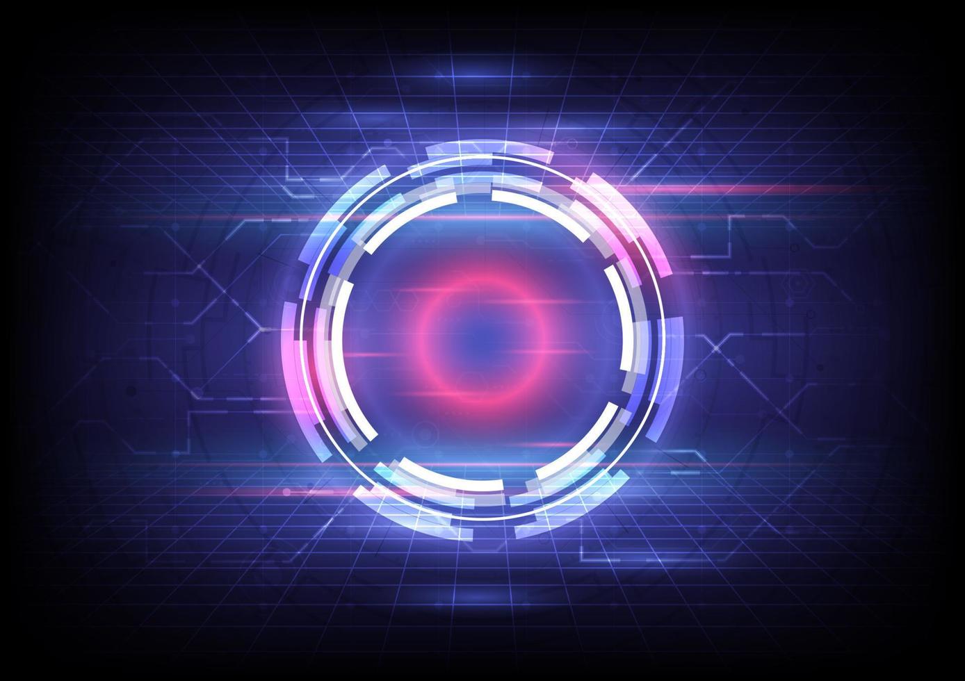 Futuristic Sci-Fi glowing HUD circle. Abstract hi-tech background. Hologram of head-up display interface. Virtual reality technology for web, placeholder and landing page. Teleport gate vector