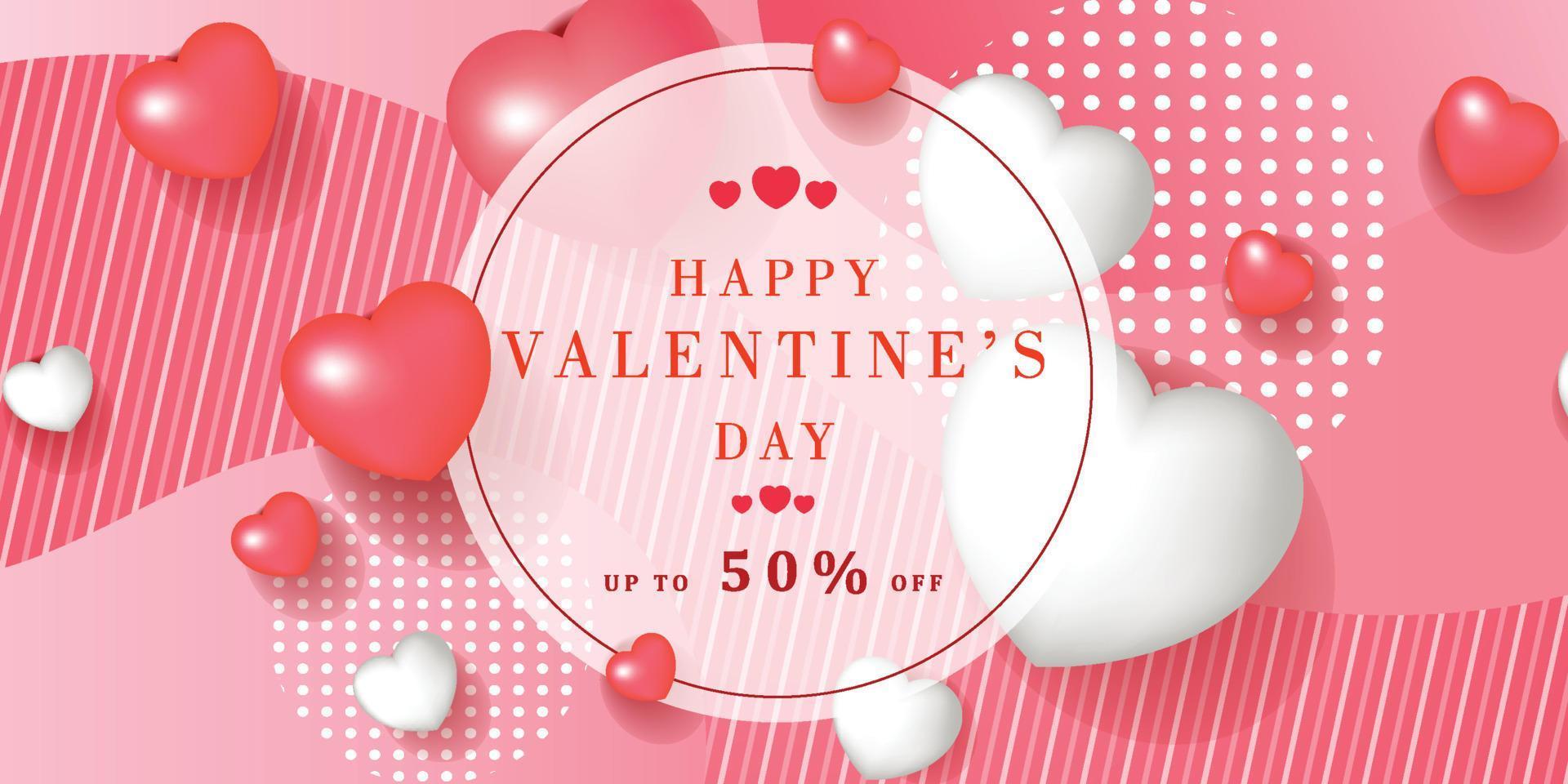 valentines day sale poster template elegant 3d heart balloons ...
