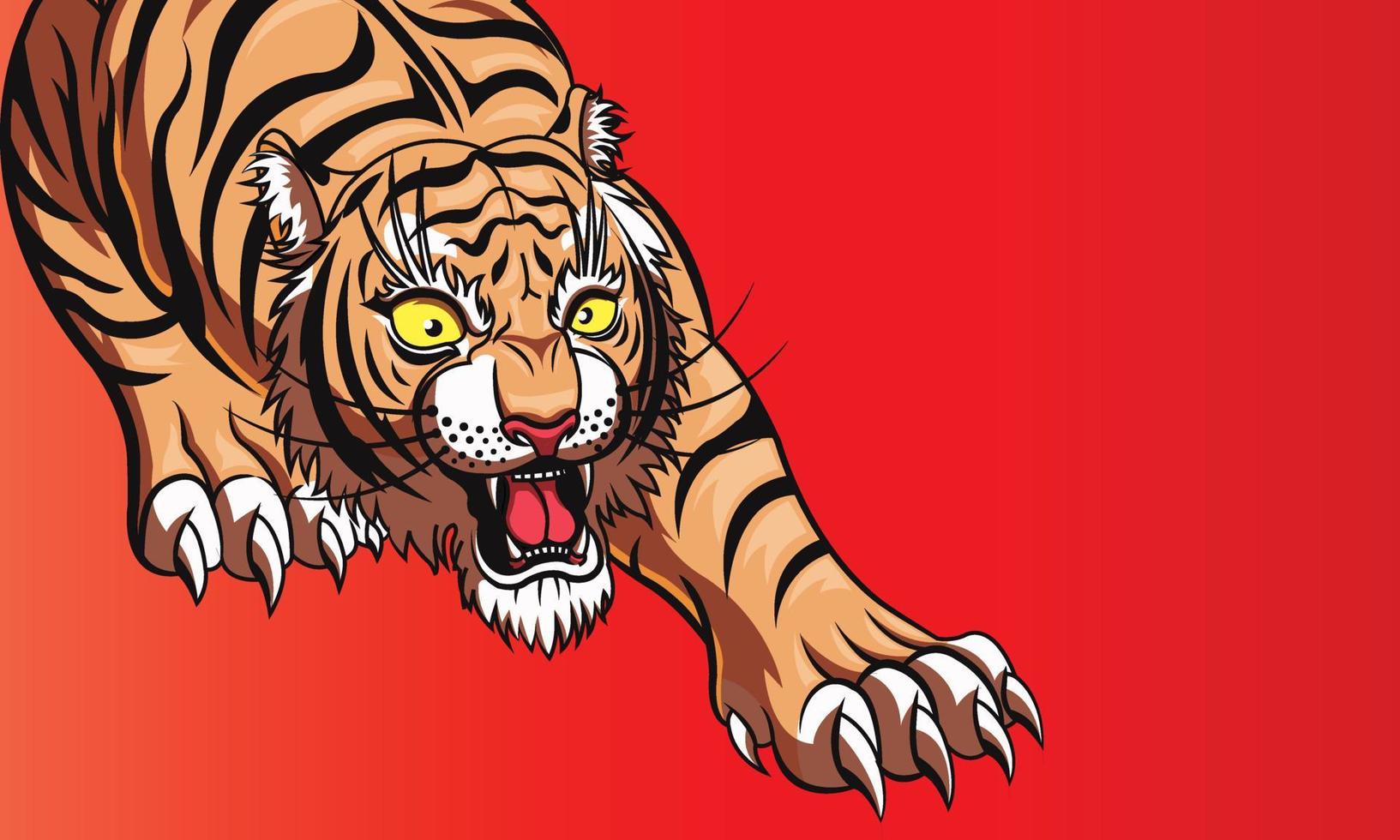 tigre exótico de dibujos animados en estilo gráfico de papel artesanal de moda. diseño moderno para publicidad, branding, tarjetas de felicitación, portadas, carteles, pancartas. ilustración vectorial vector