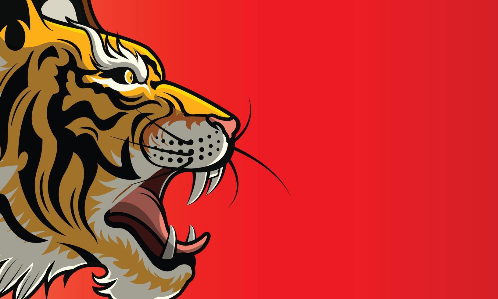 cartoon exotic tiger in trendy craft paper graphic style. Modern design for advertising, branding, greeting cards, covers, posters, banners. Vector illustration