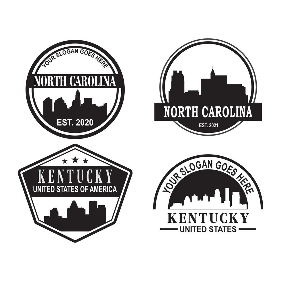 logo de vector de silueta de horizonte de carolina del norte y kentucky