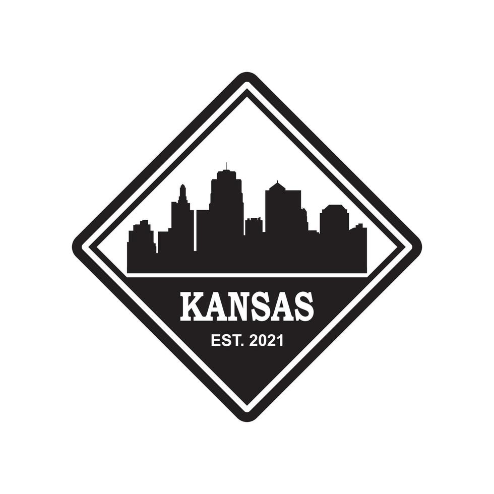 kansas skyline silhouette vector logo