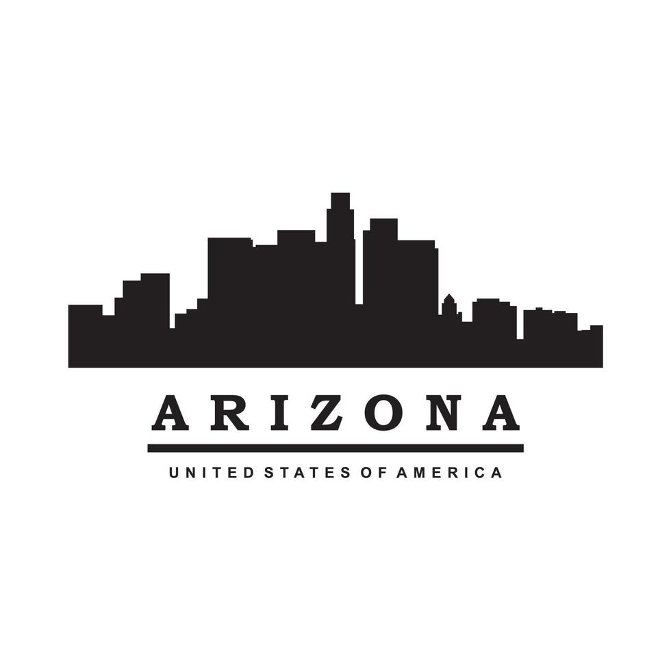 vector de silueta de horizonte de arizona, logotipo de rascacielos de estados unidos