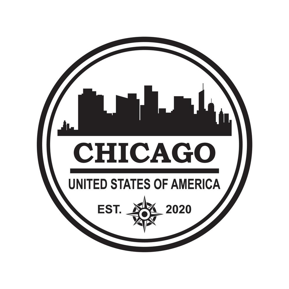 logotipo de la silueta del horizonte de chicago, logotipo de rascacielos de estados unidos vector