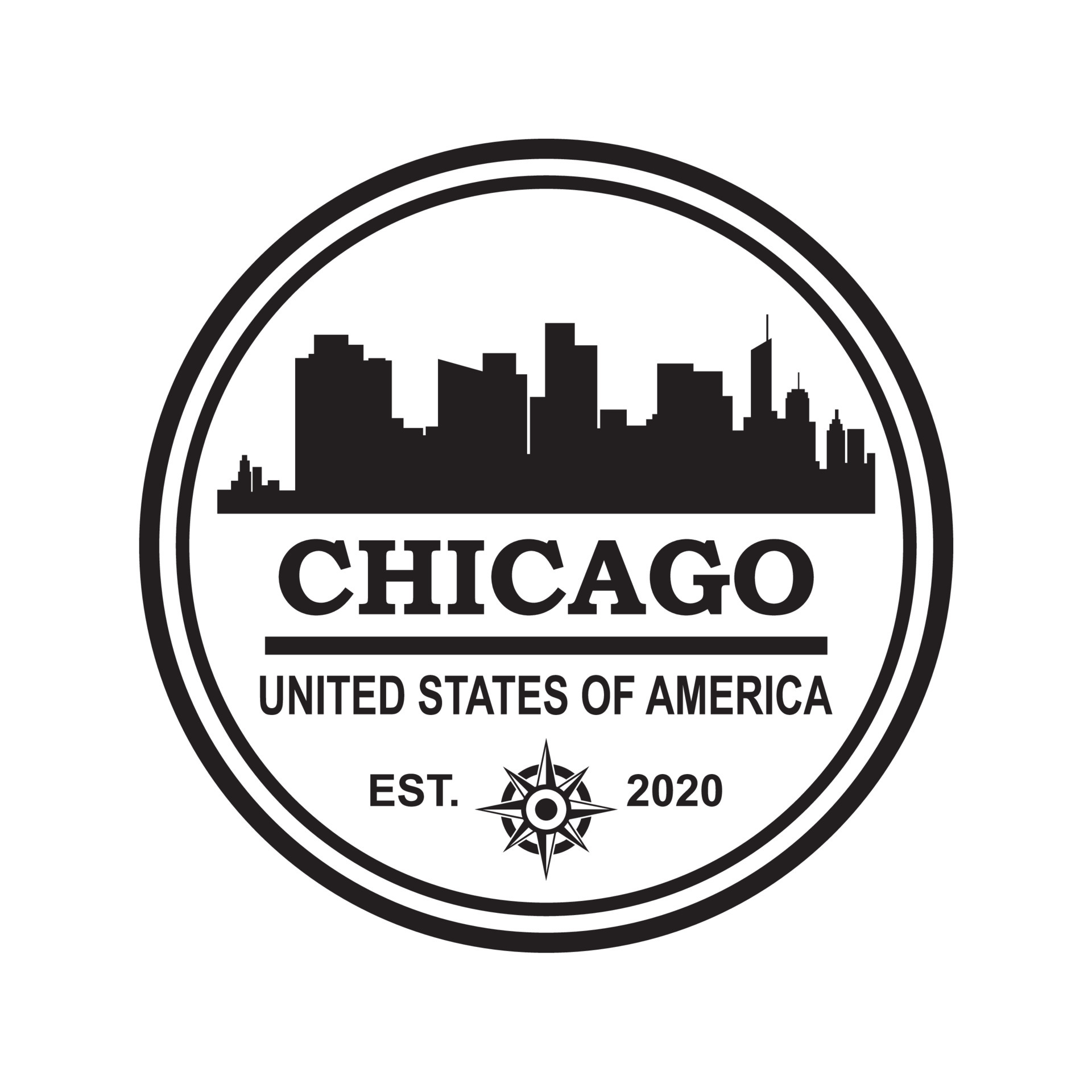 Chicago Skyline Silhouette Logo , Usa Skyscraper Logo 5550549 Vector ...