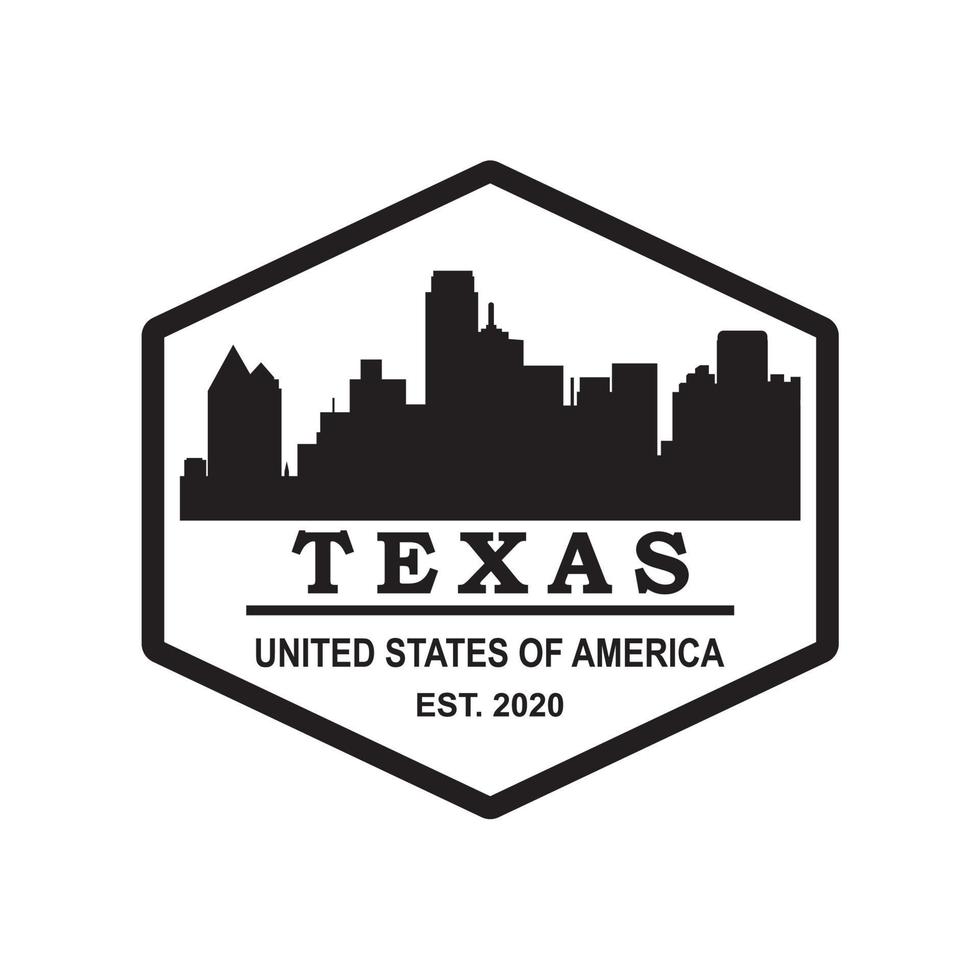 vector de silueta de horizonte de Texas, logotipo de rascacielos de Estados Unidos