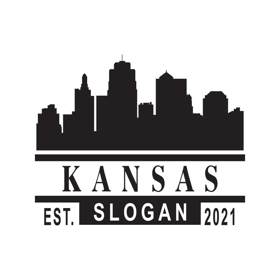 logotipo de vector de silueta de horizonte de kansas