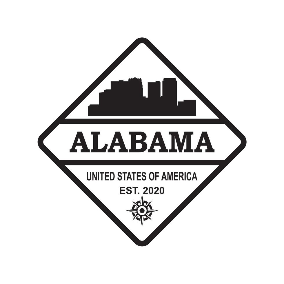 vector de silueta de horizonte de alabama, logotipo de rascacielos de estados unidos