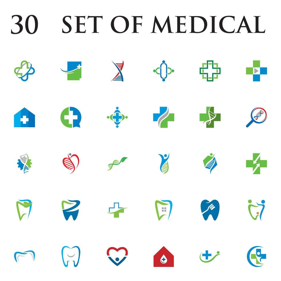 conjunto de vectores médicos, conjunto de logotipo de farmacia