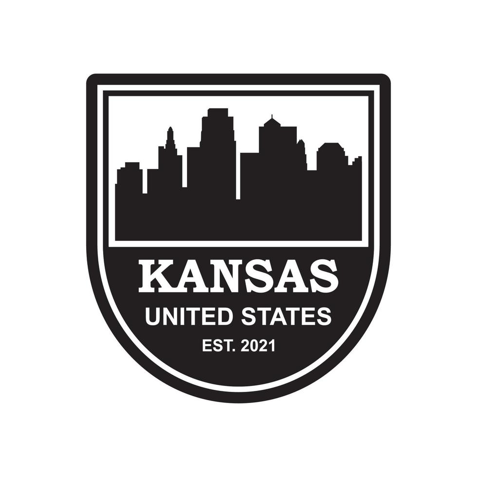 kansas skyline silhouette vector logo