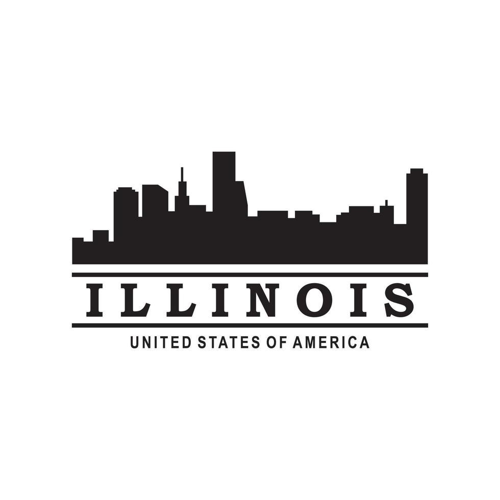 illinois skyline silhouette vector logo