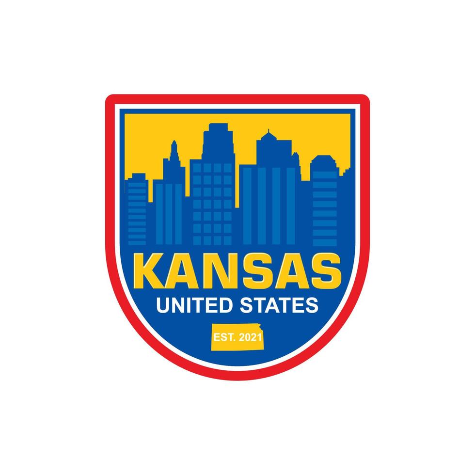 vector de horizonte de kansas, logotipo de rascacielos de kansas