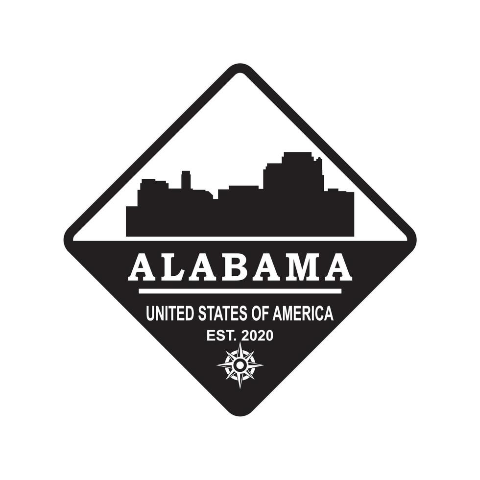 vector de silueta de horizonte de alabama, logotipo de rascacielos de estados unidos