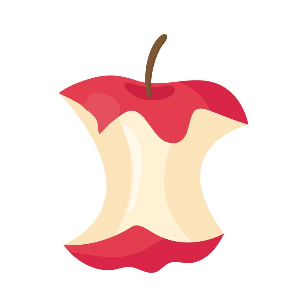 fruit bitten red apple Cartoon vector illustration isolated object