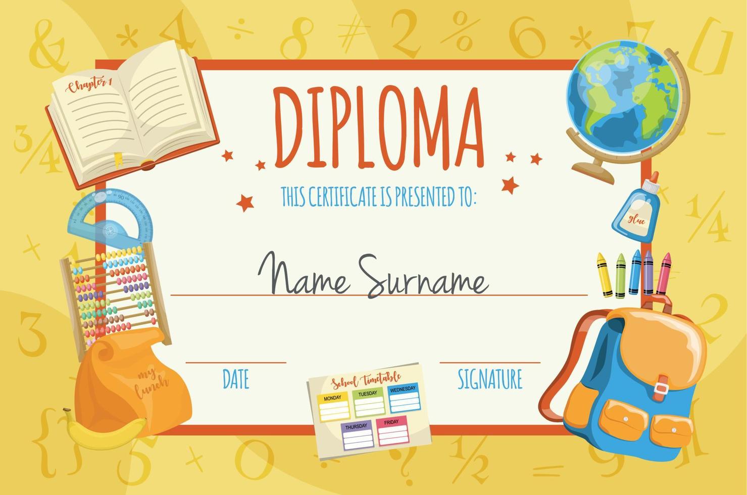 Diploma certificate concept template vector