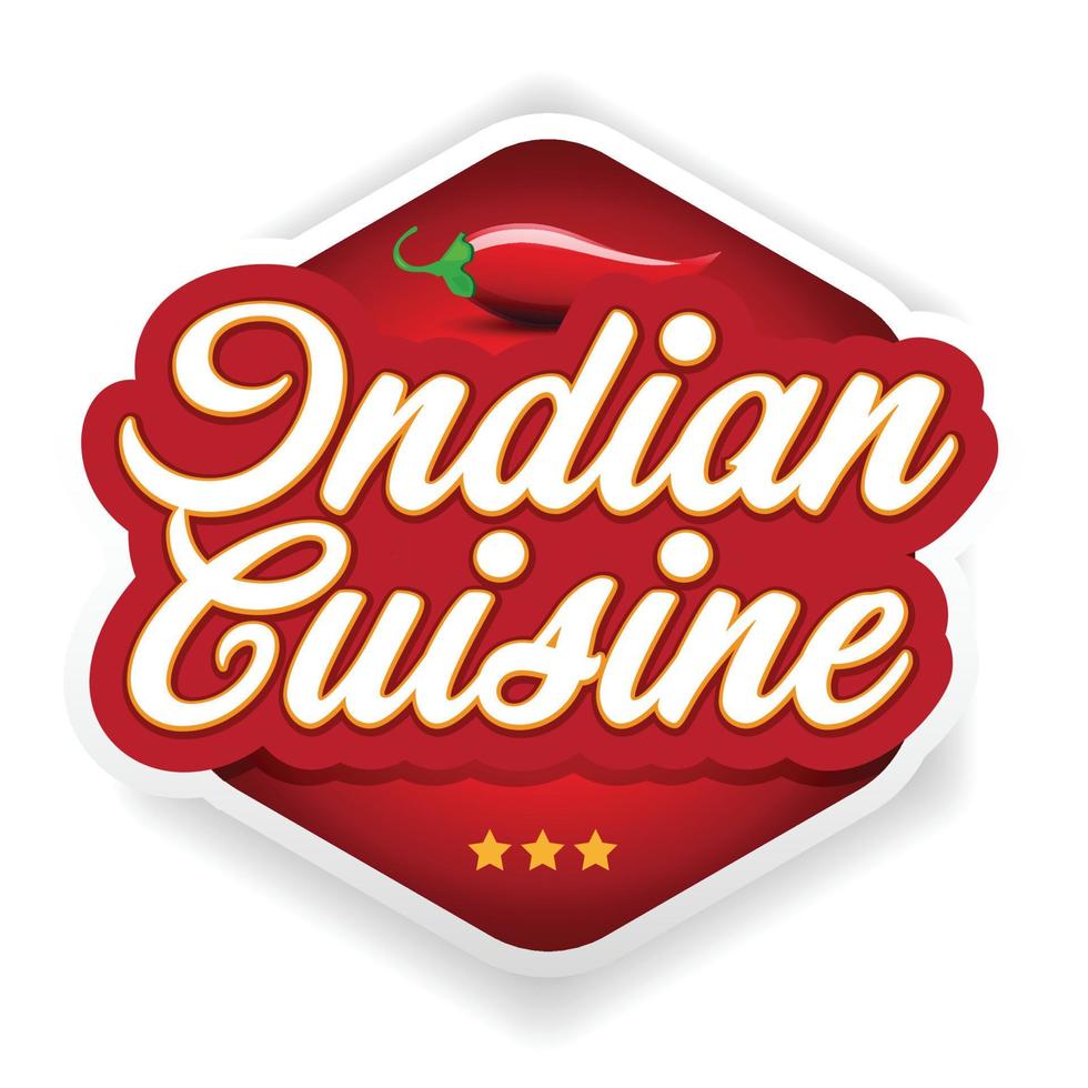 restaurante indio etiqueta roja con guindilla vector