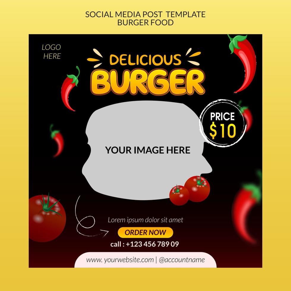 Social Media Post Template - Burger or Fast Food vector