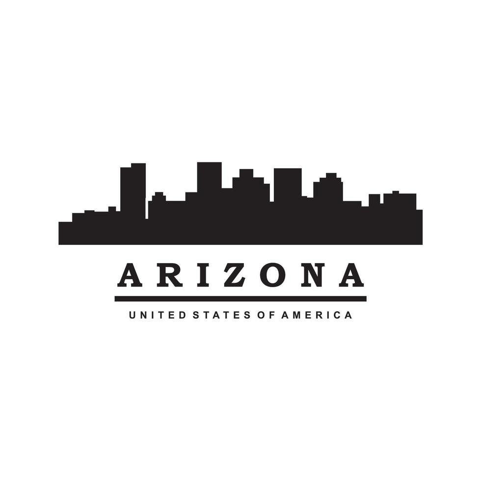 vector de silueta de horizonte de arizona, logotipo de rascacielos de estados unidos