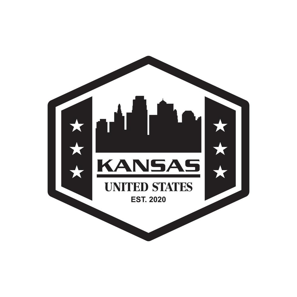 kansas skyline silhouette vector logo