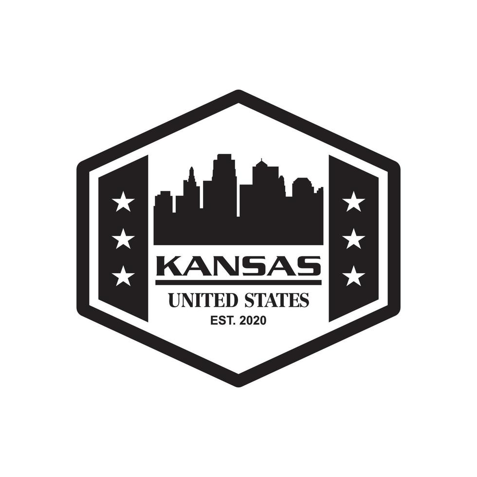 logotipo de vector de silueta de horizonte de kansas