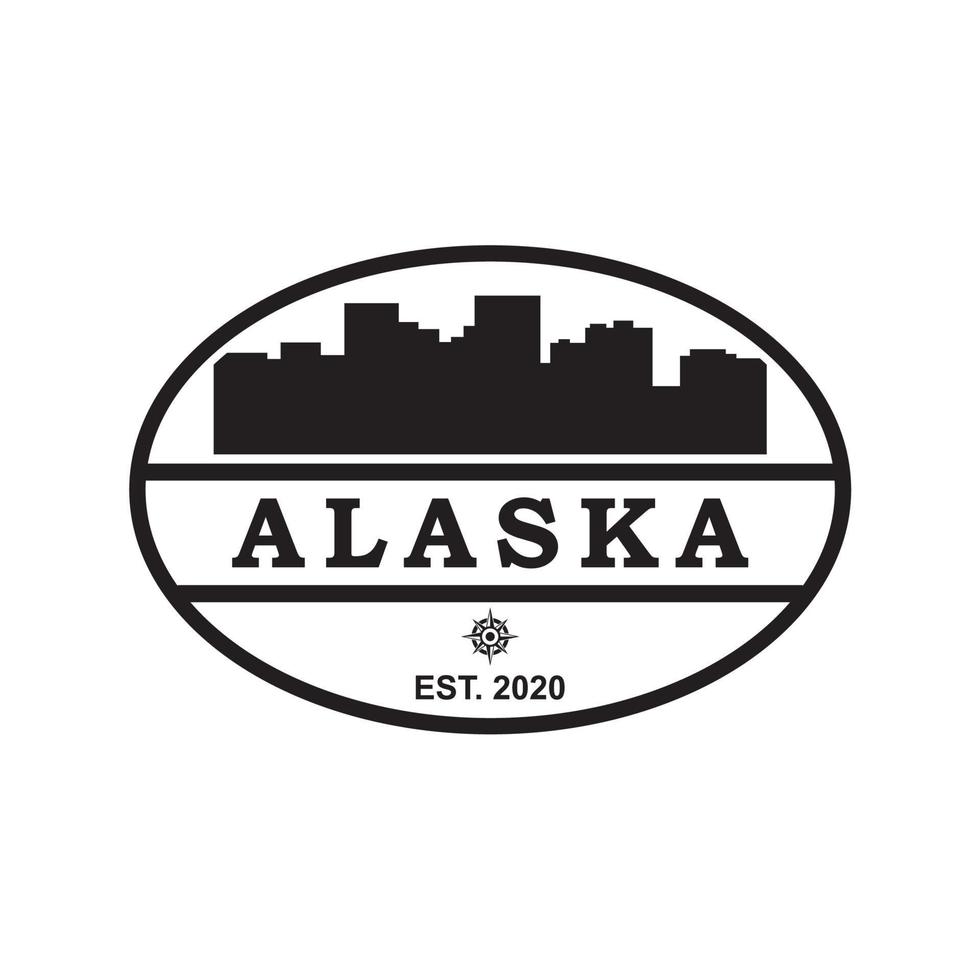 vector de silueta de horizonte de alaska, logotipo de rascacielos de estados unidos