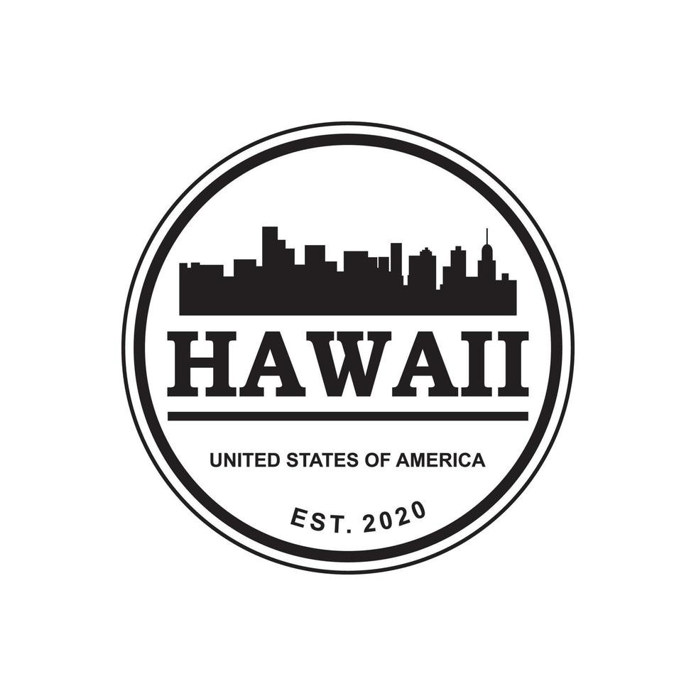 hawaii skyline silhouette vector logo