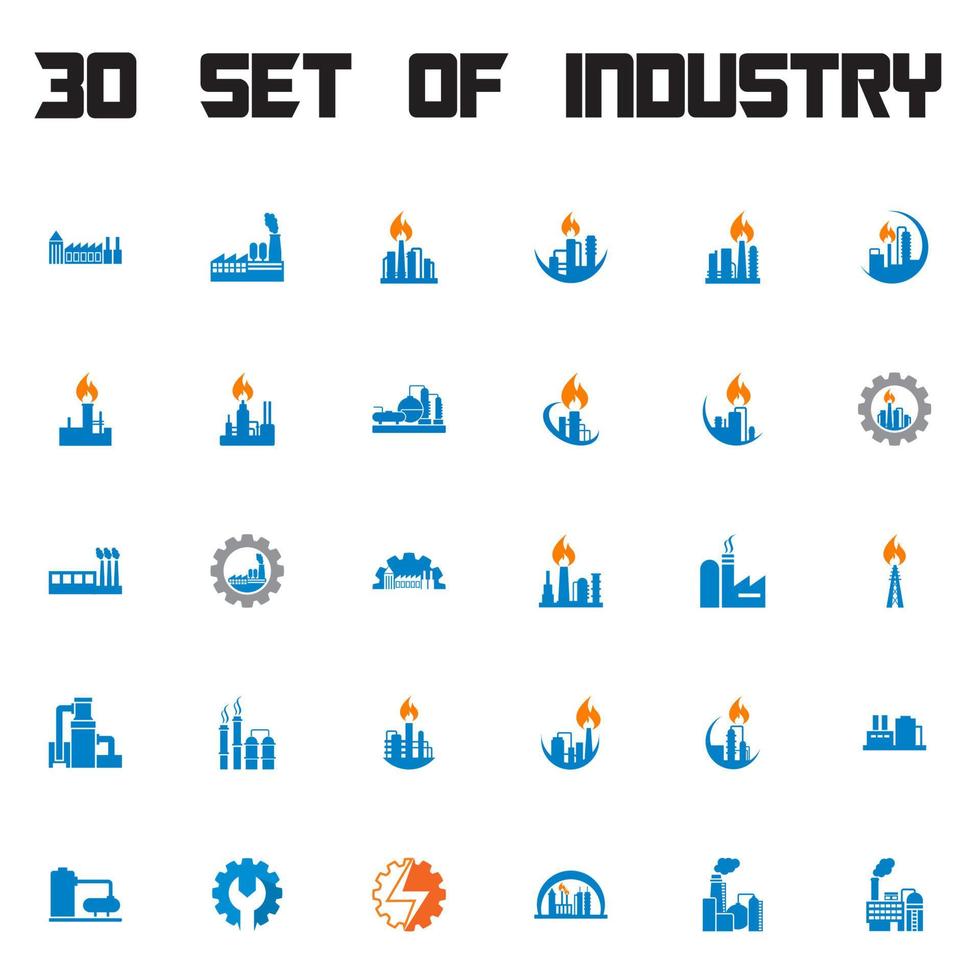 conjunto de vector de fábrica, conjunto de logotipo de la industria