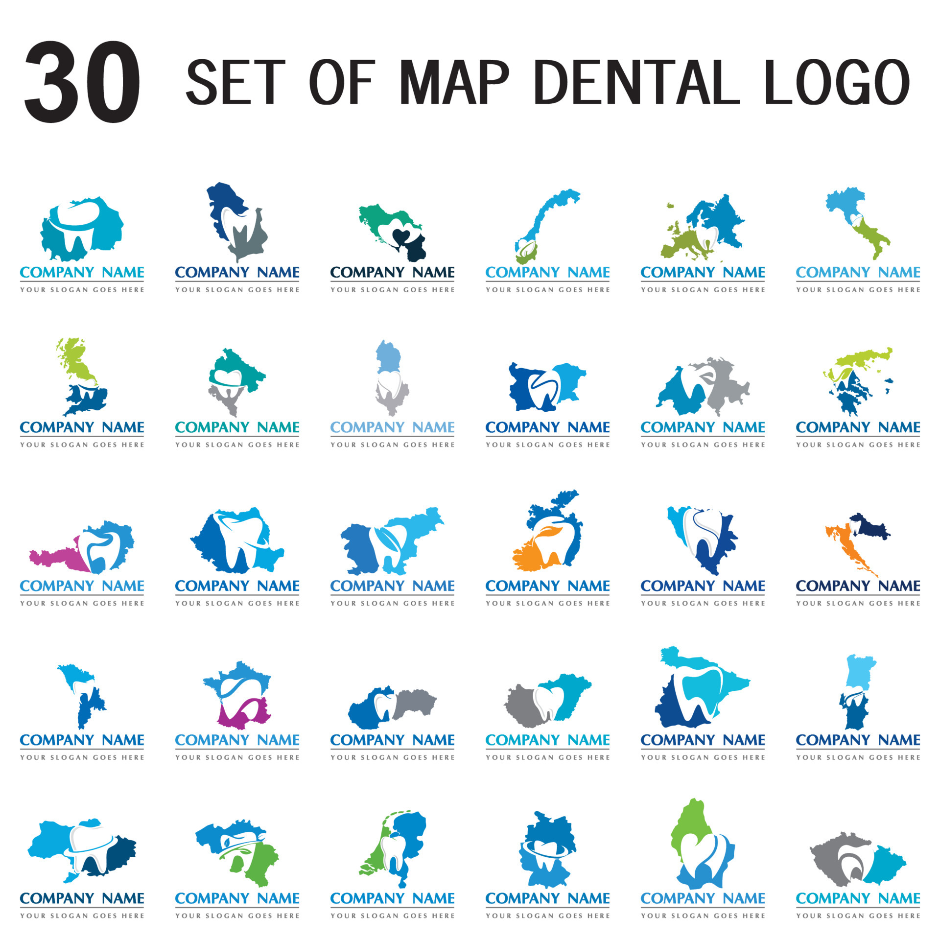 set of map dental vector set - Set Of Map Dental Set Of Dental Point Logo Vector 