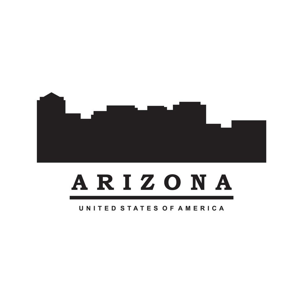 vector de silueta de horizonte de arizona, logotipo de rascacielos de estados unidos