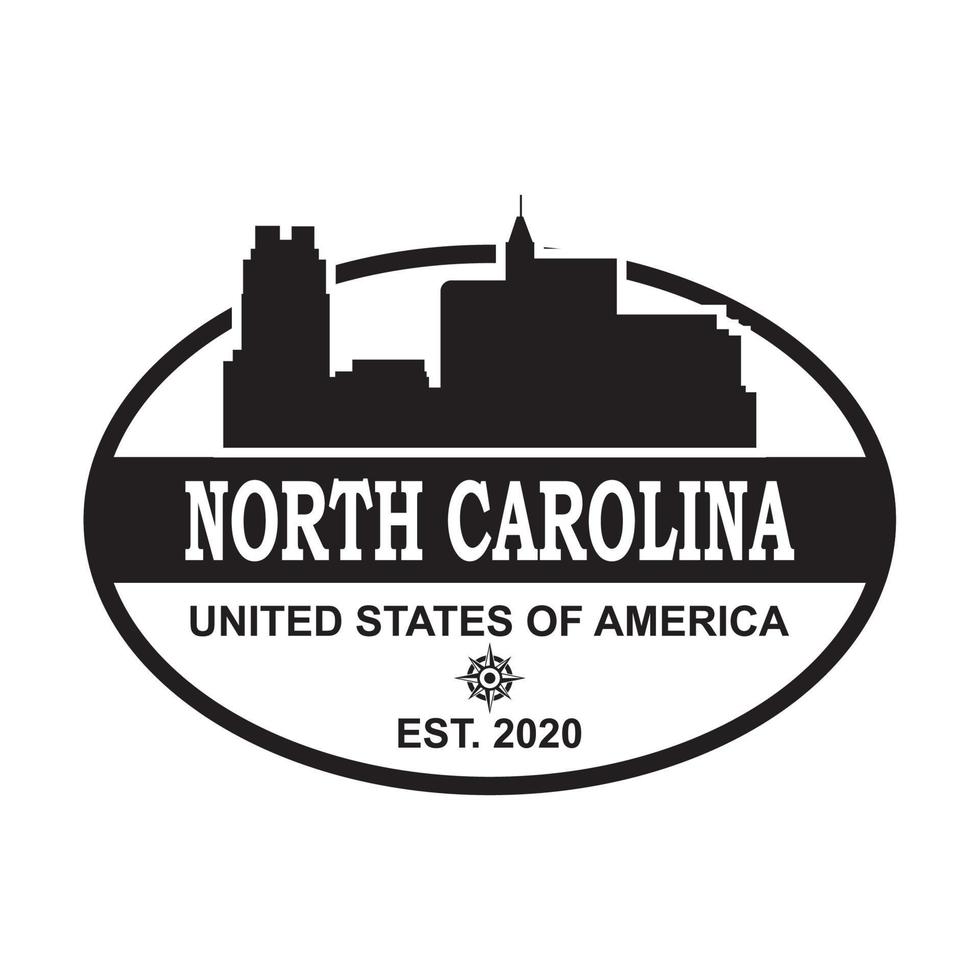 logotipo de vector de silueta de horizonte de carolina del norte