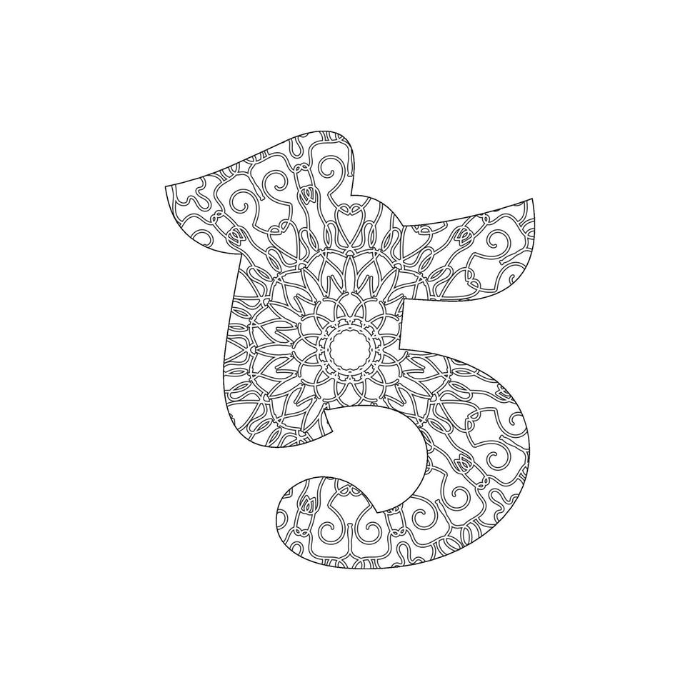 Number 15 with Mandala. decorative ornament in ethnic oriental style. coloring book page vector