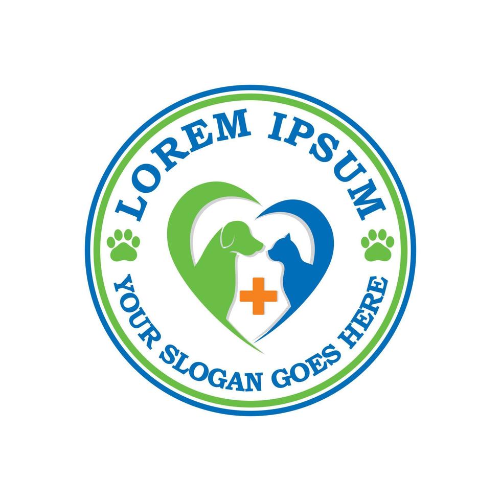logotipo de cuidado de mascotas, vector veterinario