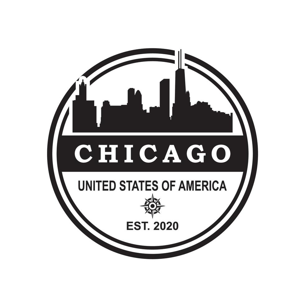 Chicago Skyline Silhouette Logo , Usa Skyscraper Logo vector