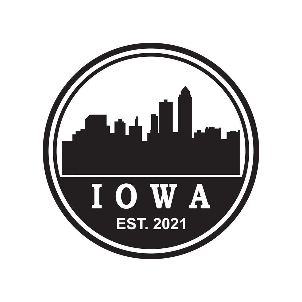 logotipo de vector de silueta de horizonte de iowa