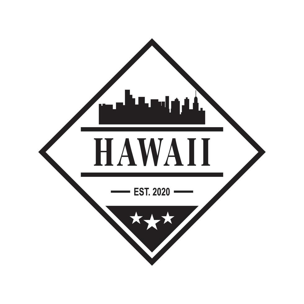 hawaii skyline silhouette vector logo