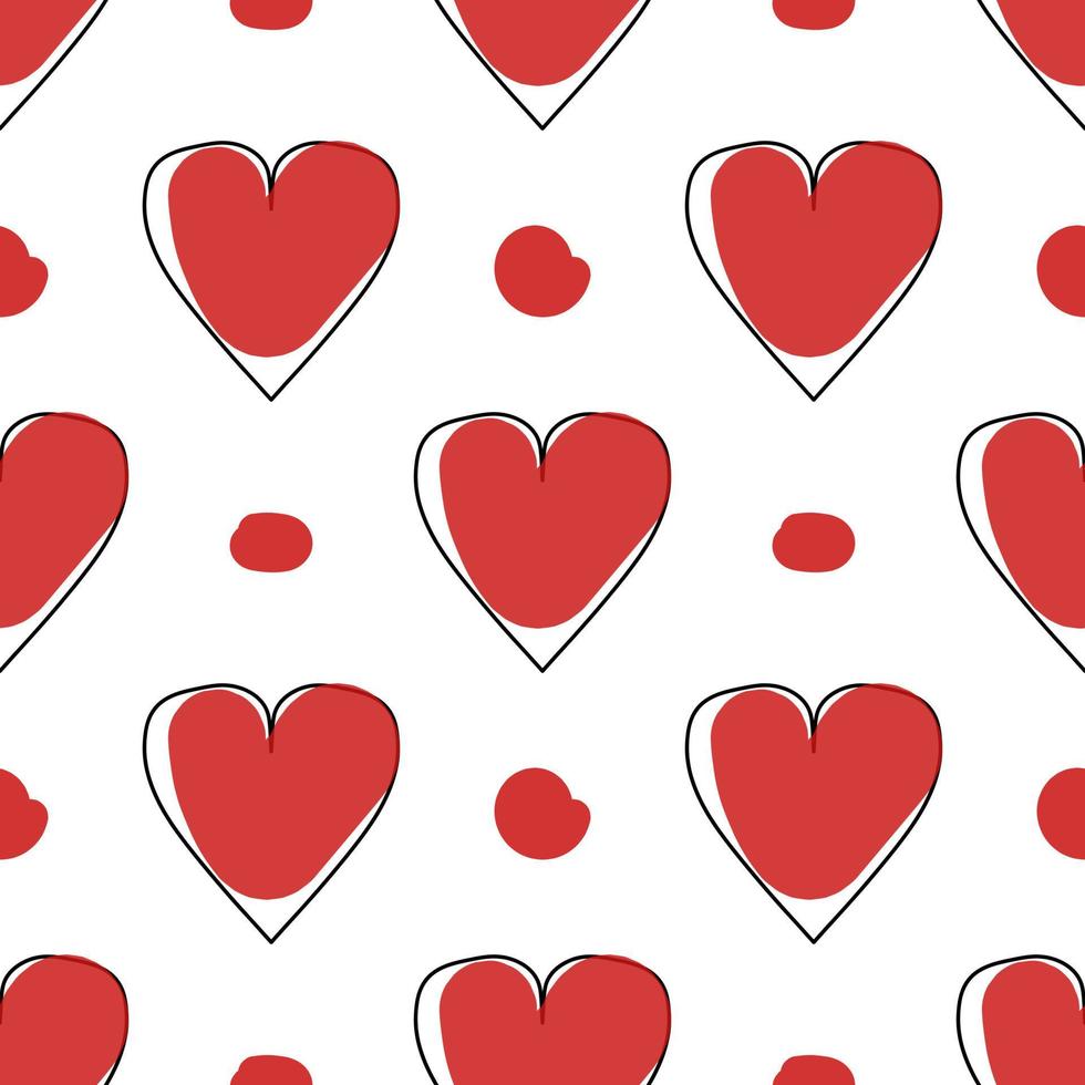 sin fisuras con corazones rojos sobre fondo blanco. patrón del día de san valentín. vector