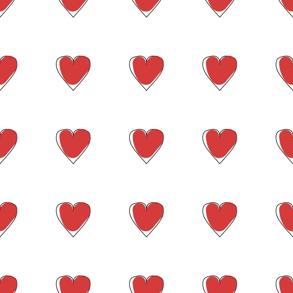 sin fisuras con corazones rojos sobre fondo blanco. patrón del día de san valentín. vector