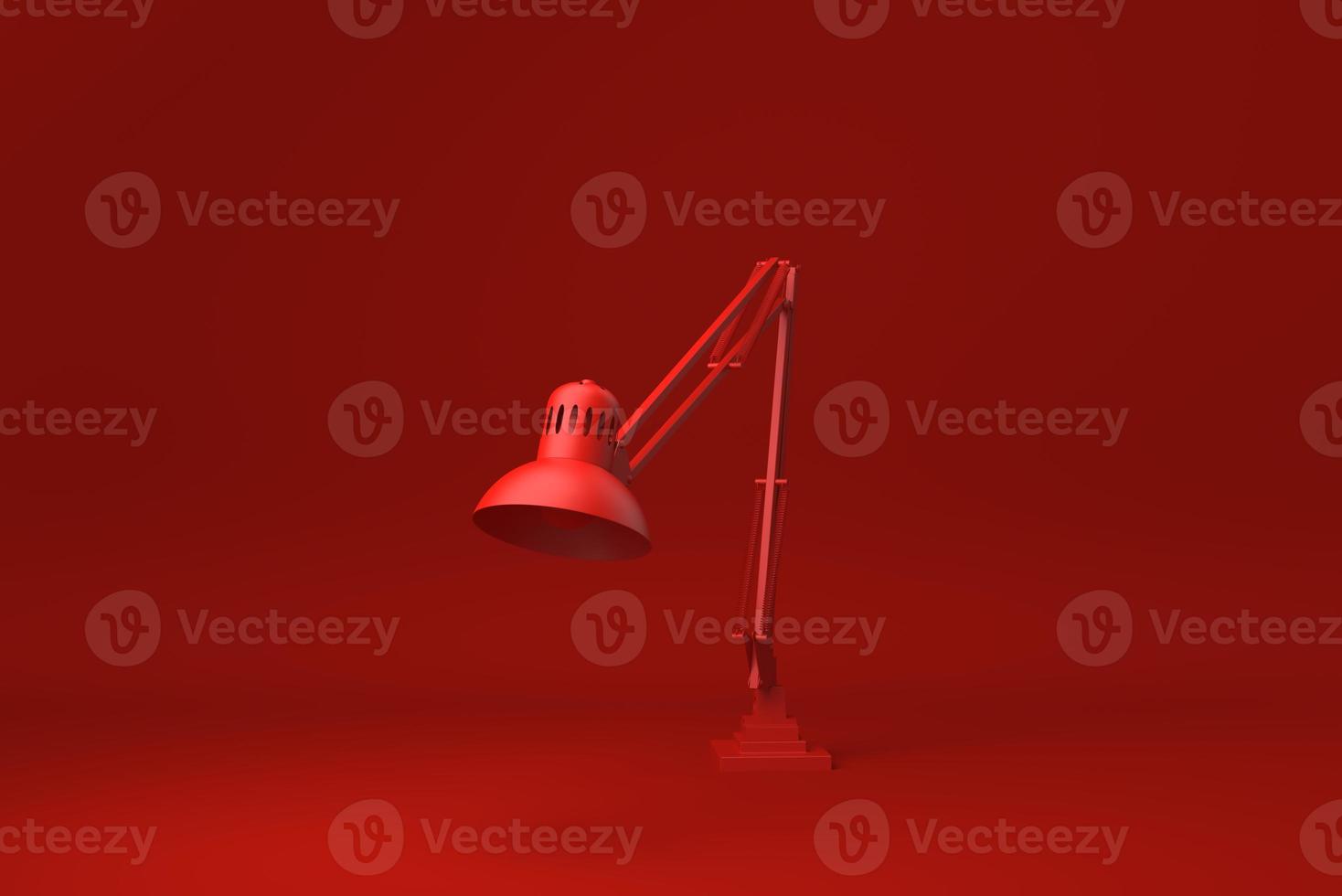 Red Desk lamp in Red background. minimal concept idea creative. monochrome. 3D render. photo