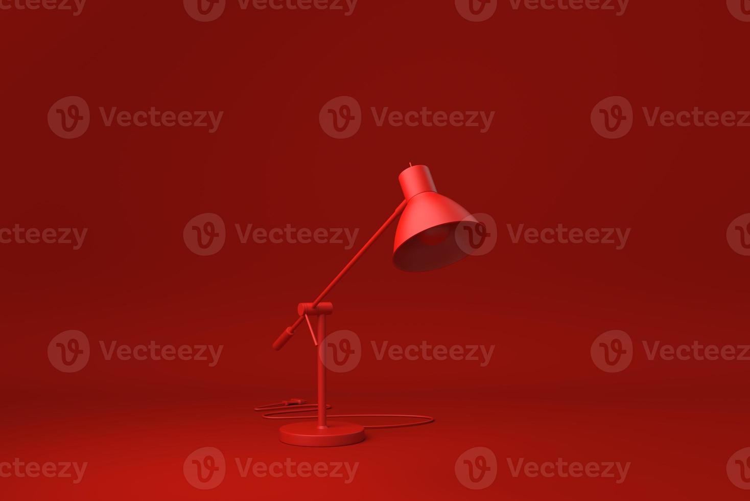 Red Desk lamp in Red background. minimal concept idea creative. monochrome. 3D render. photo