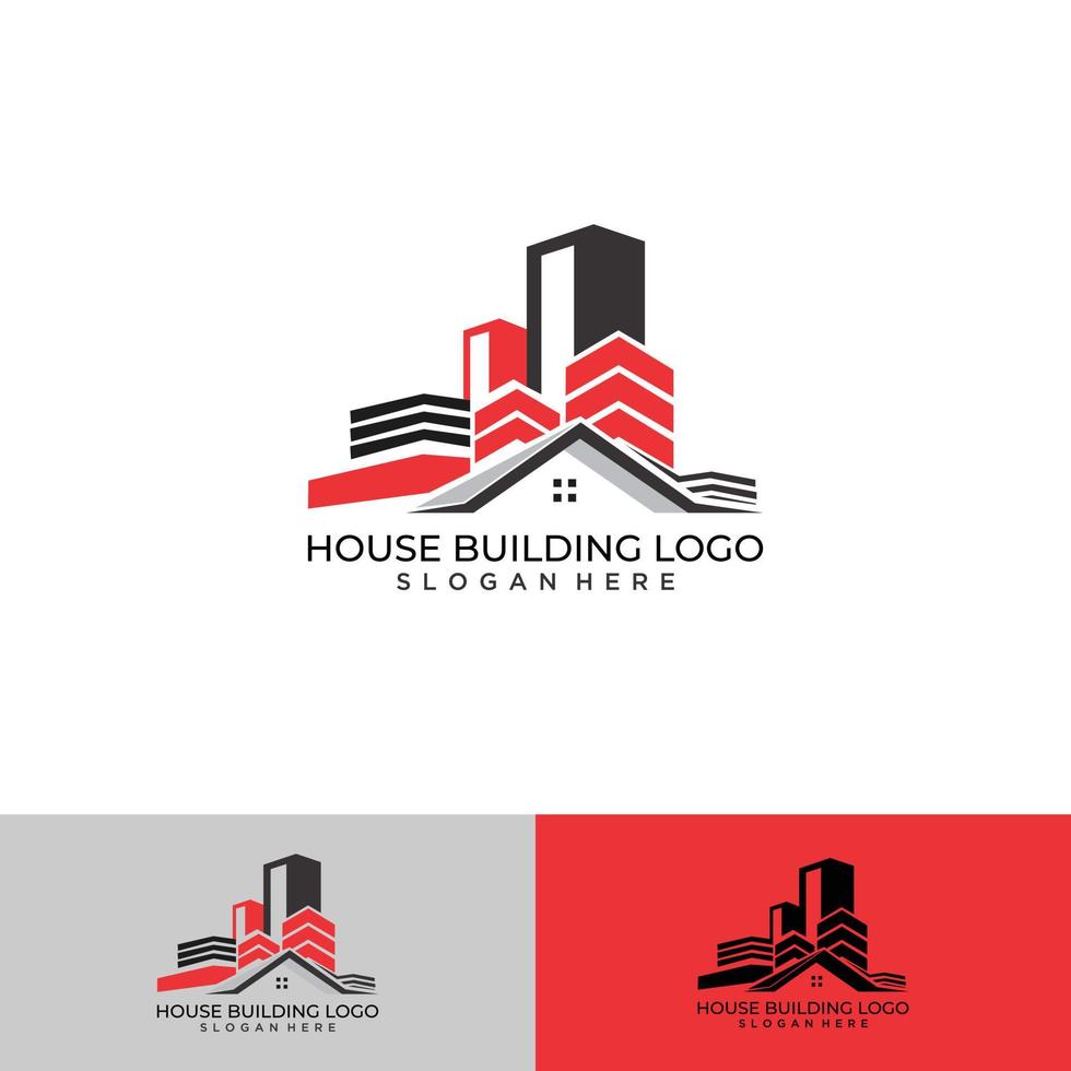 Abstract house building logo design template. Premium real estate sign. vector