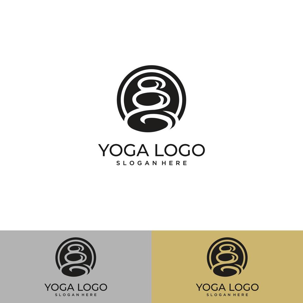 logotipo de icono mínimo de persona de yoga con árbol vector