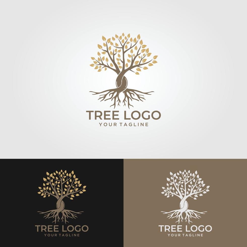 Roots Of Tree logo illustration. Tree vector silhouette.