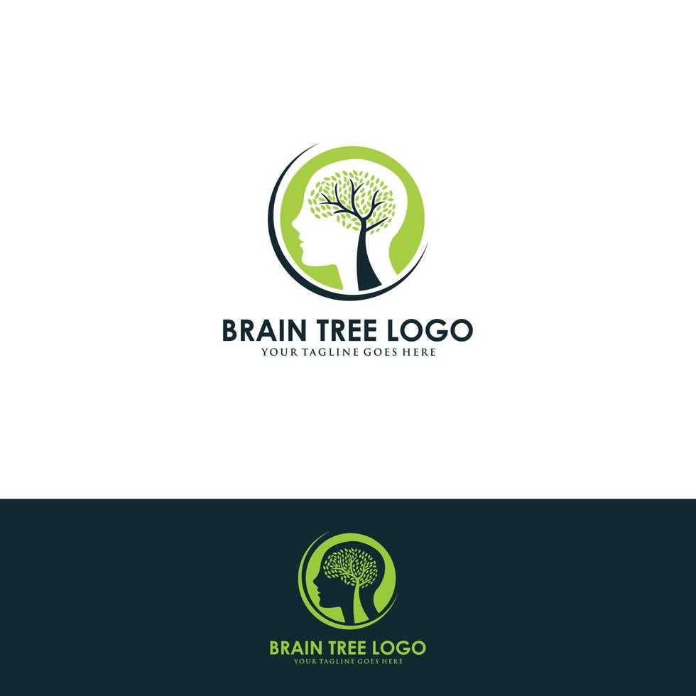 logotipo de árbol con una combinación de cerebro y árbol para cualquier negocio. vector