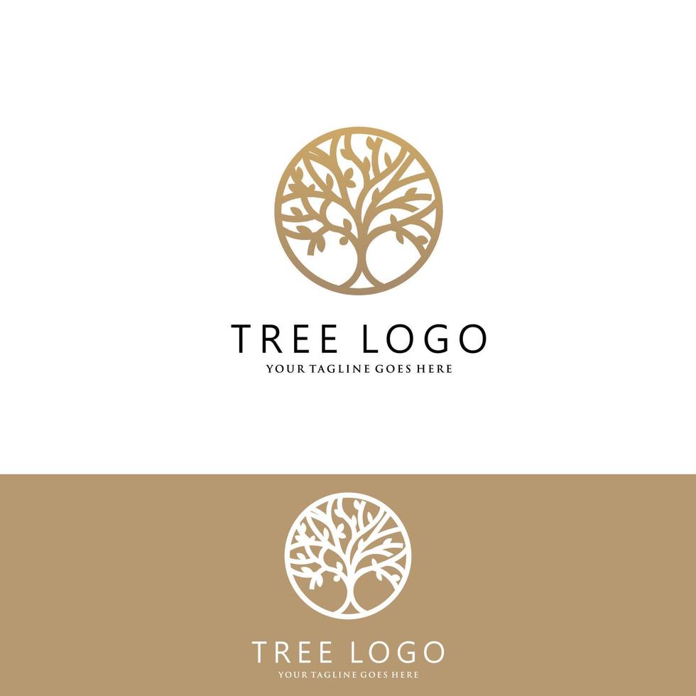 Roots Of Tree logo illustration. Tree vector silhouette.