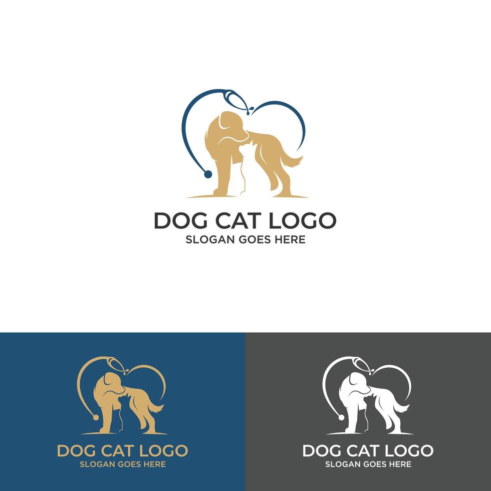 vector de diseño de logotipo de perro y gato.