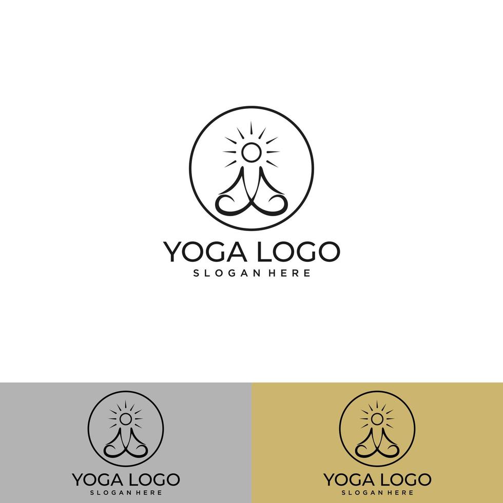 logotipo de icono mínimo de persona de yoga con árbol vector