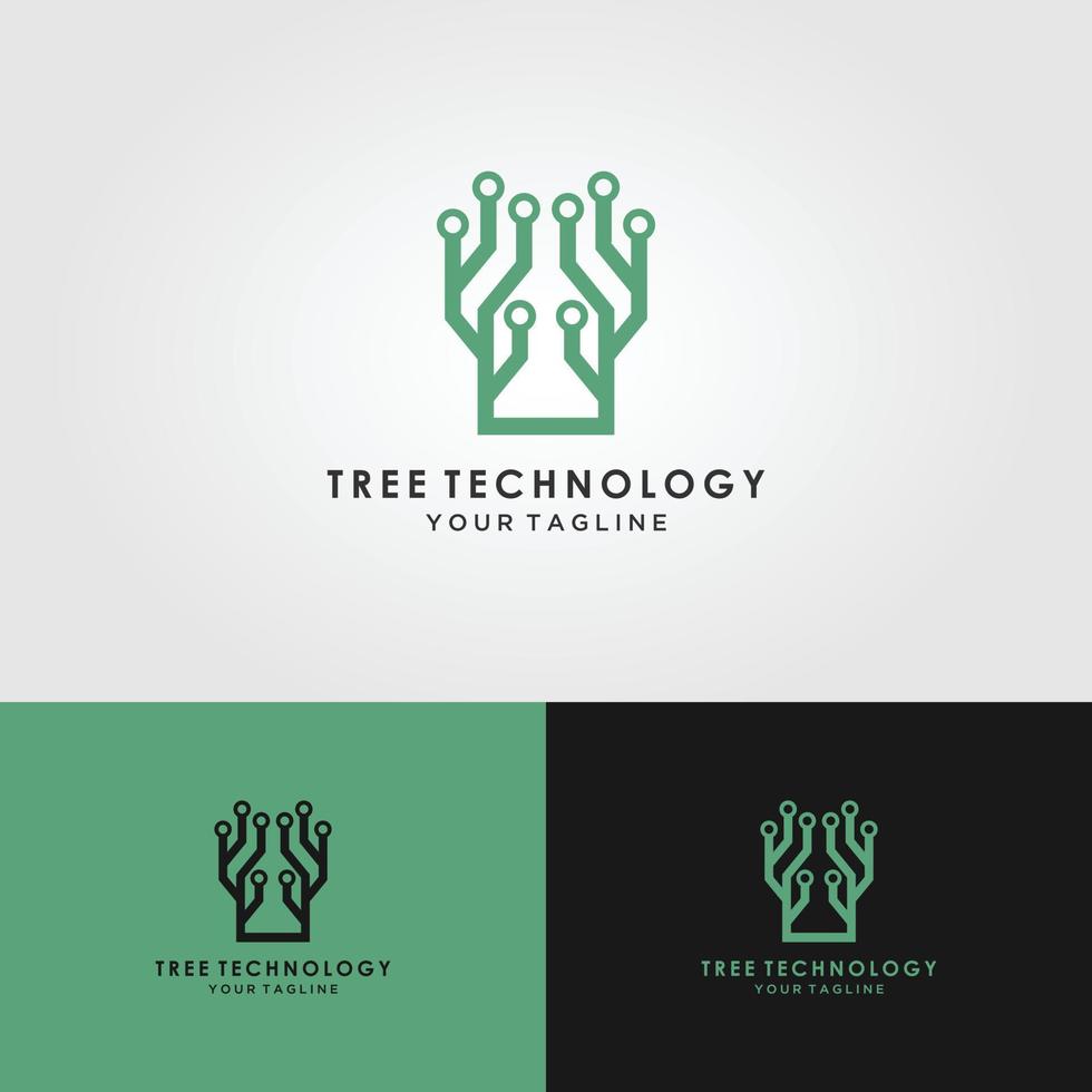 technology tree logo on white background. vector illustration