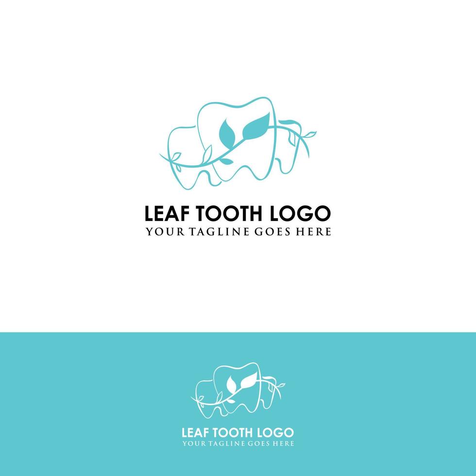 nature dental leaf logo tooth teeth outline line vector icon